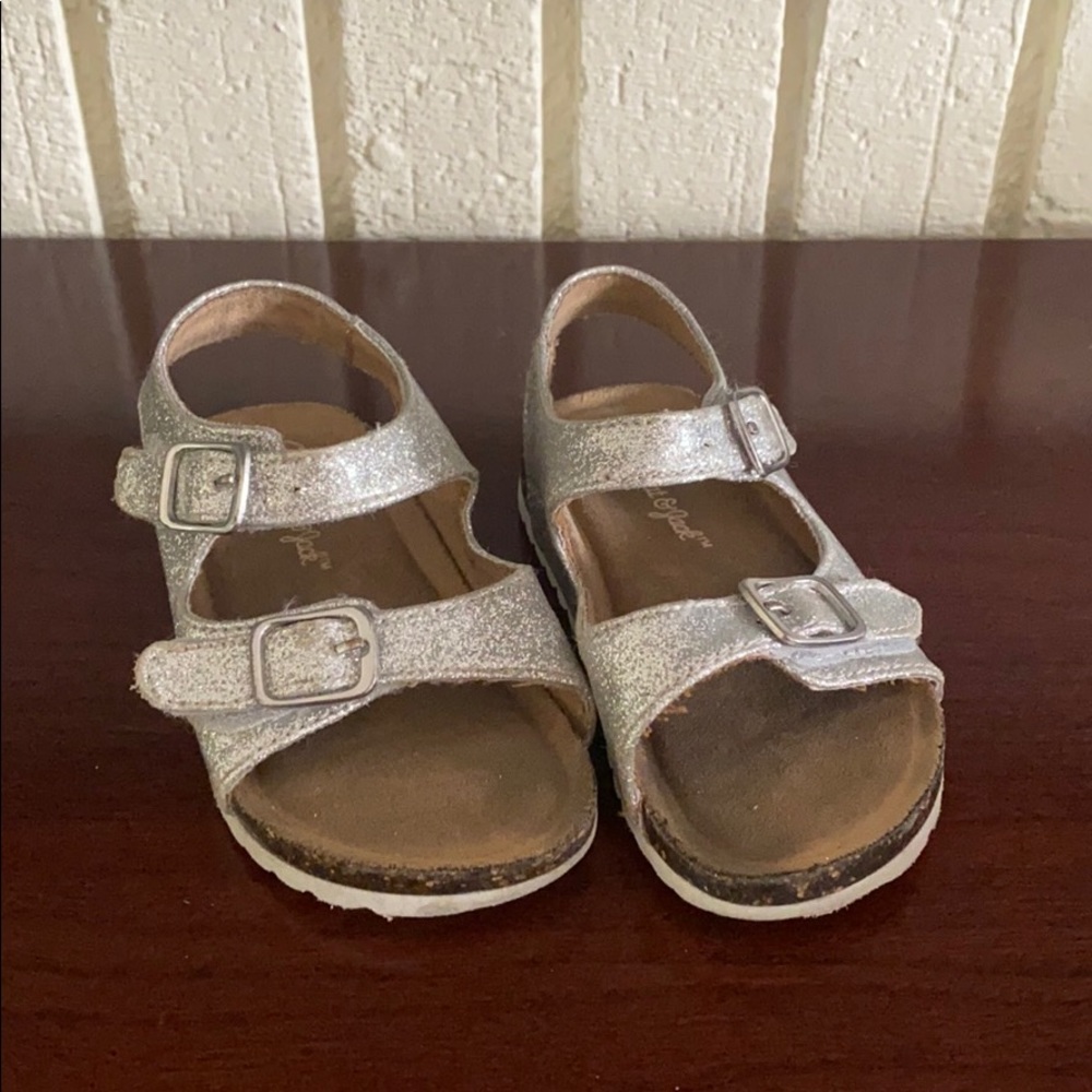 Silver glitter Birkenstock style sandal
